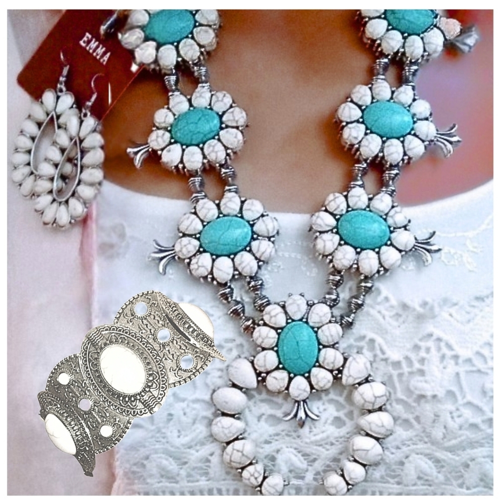 Emma Turquoise and Silver Necklace Set